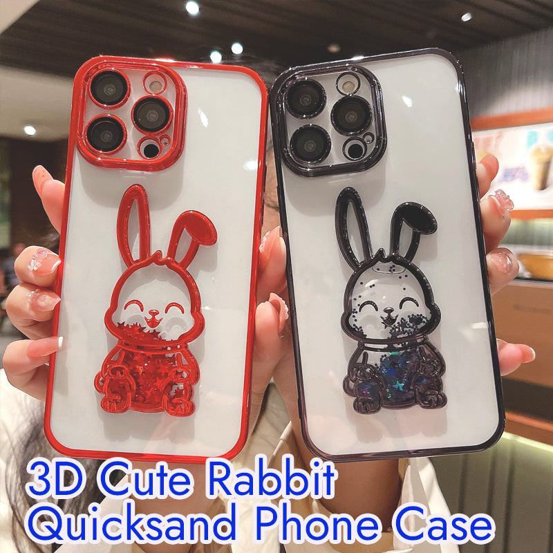 3D Cute Rabbit Quicksand Phone Case