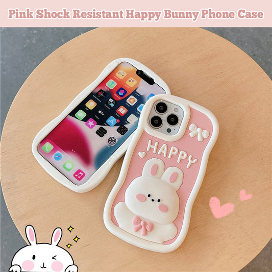 Pink Shock Resistant Happy Bunny Phone Case