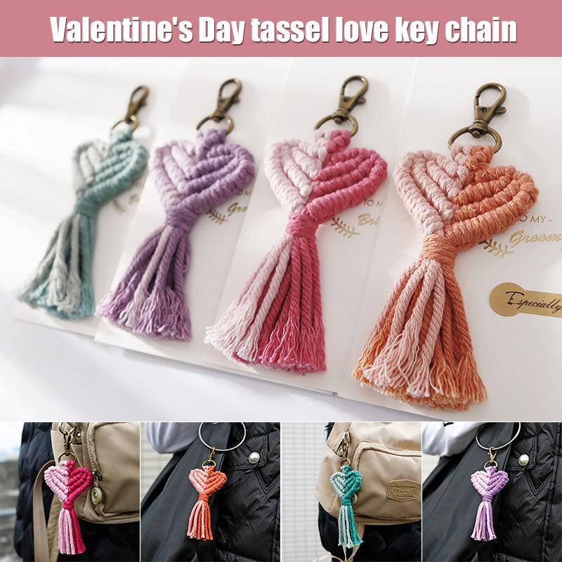 Valentine's Day Tassel Keychain Peach Heart Heart