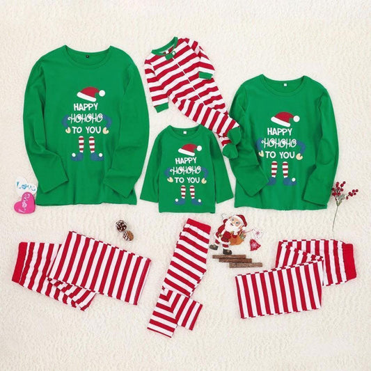 2021 Christmas Letter Top and Stripe Pants Family Matching Pajamas Sets