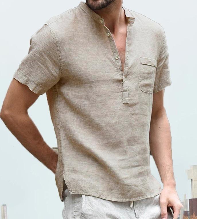 Men's Linen Short Sleeve Casual T-Shirt