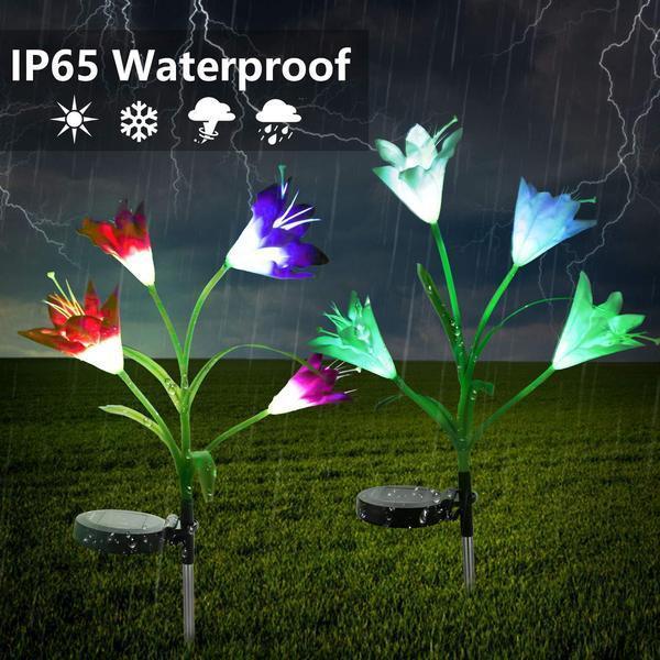 New-Upgraded Artificial Lily Solar Garden Stake Lights