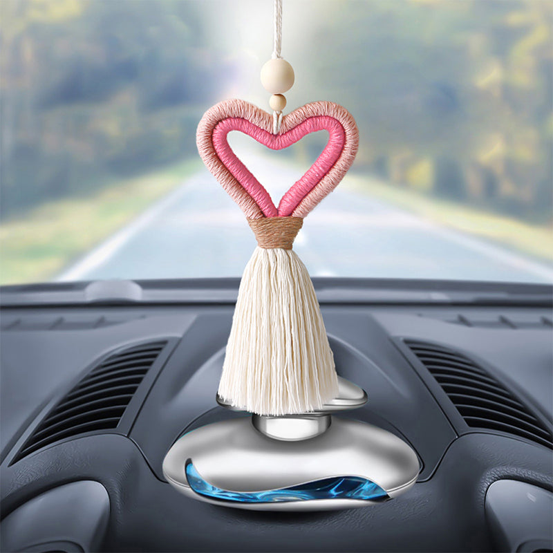 Knitted Tassel Heart Car Ornament