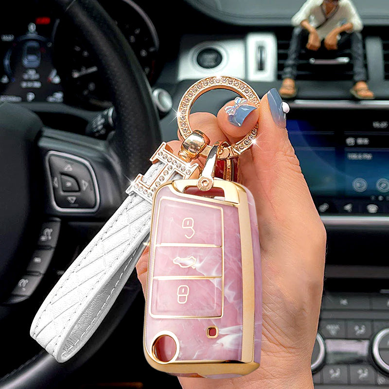 For Volkswagen-Car Rhinestone Keychain Key Case