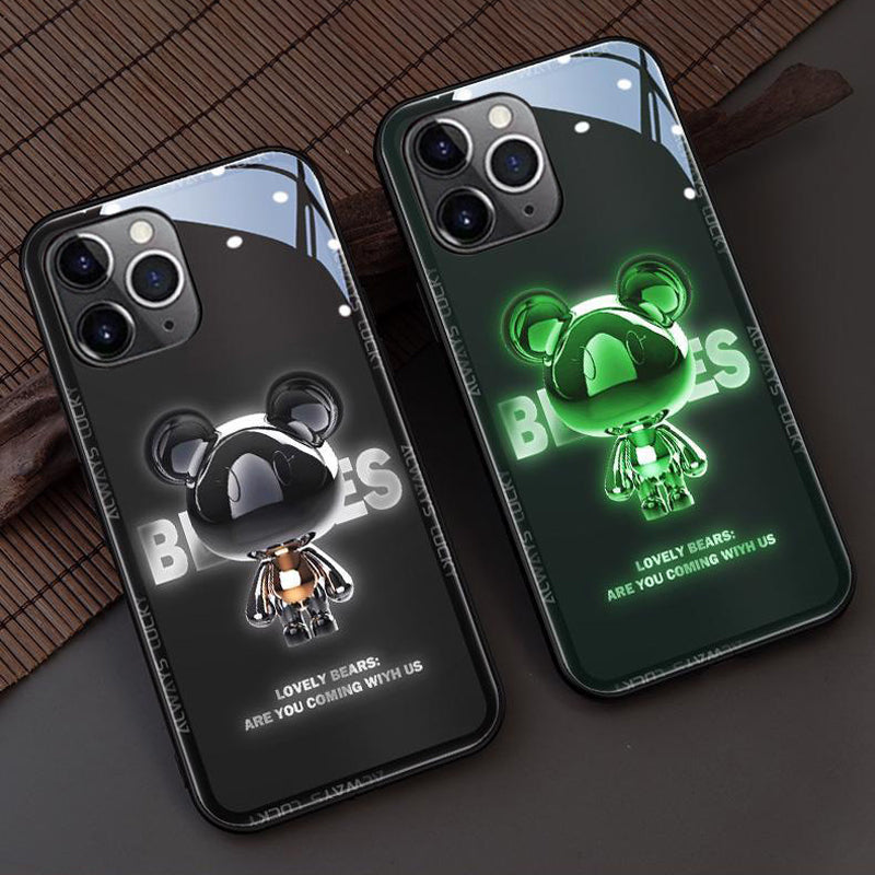 Incoming Call Luminous Metal Bear Phone Case