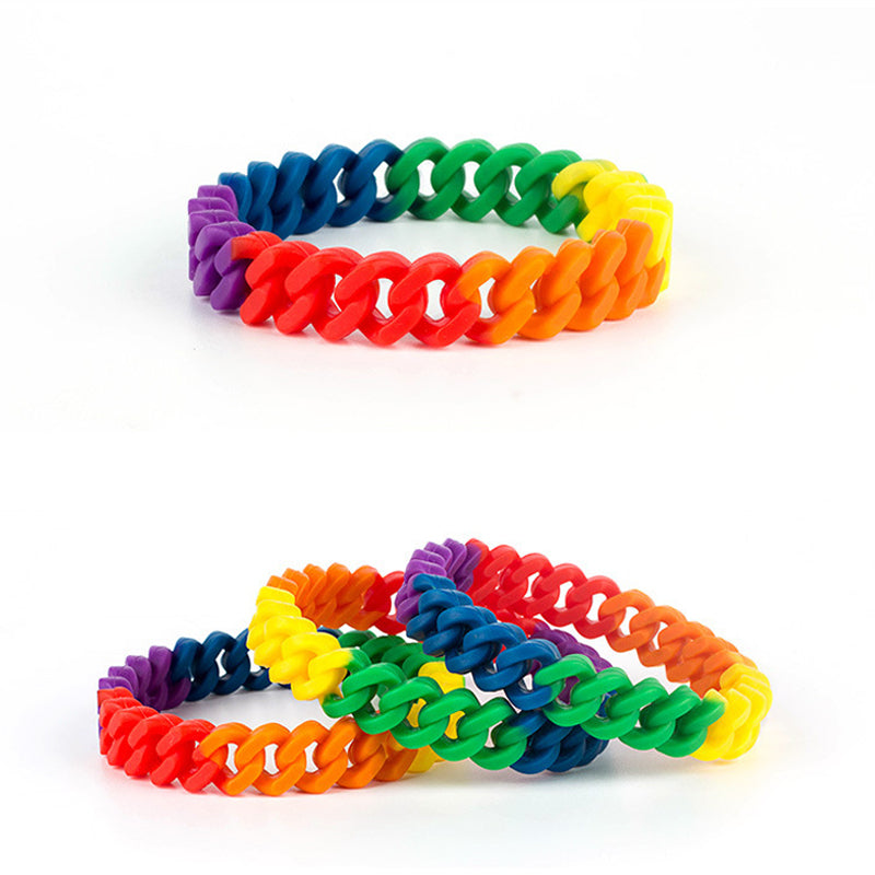 Rainbow Chain Link Silicone Pride Bracelets