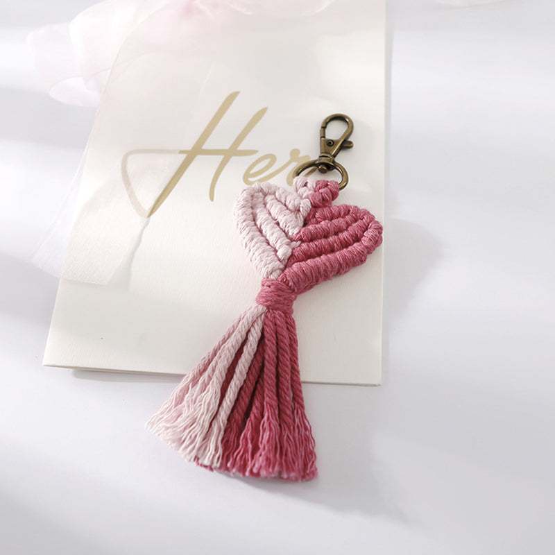 Valentine's Day Tassel Keychain Peach Heart Heart