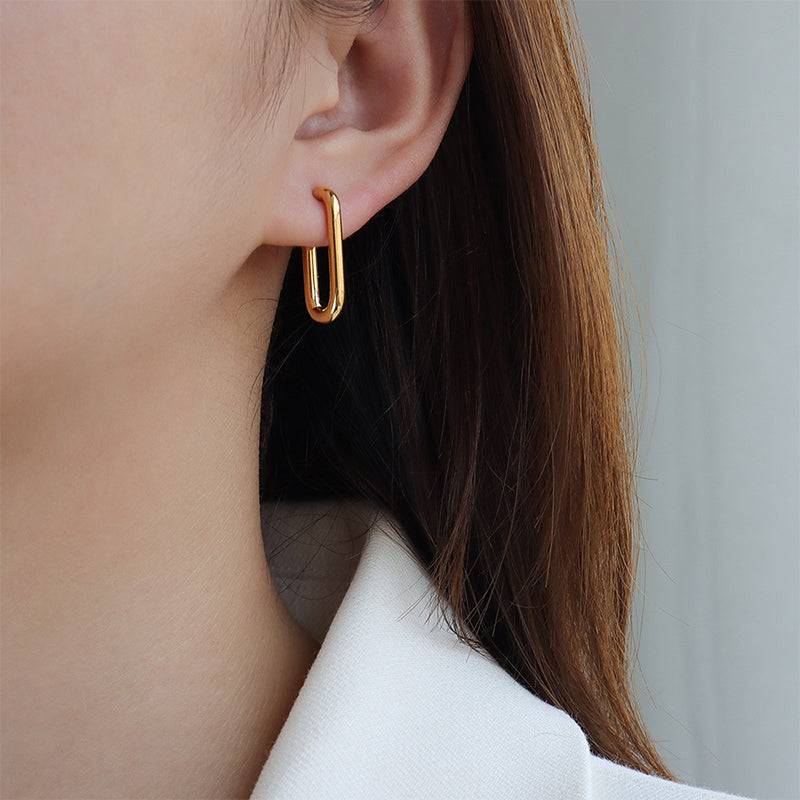 Oval Clip Hoop Earrings