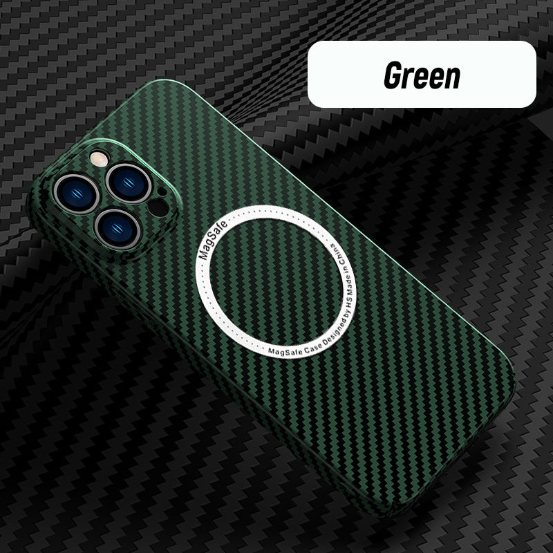 Contrasting Color Magnetic Carbon Phone Case