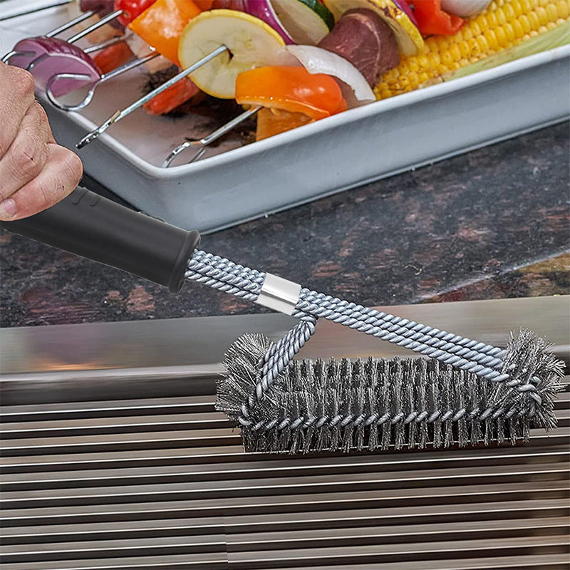 Three-head BBQ Grill Cleaning Wire Brush