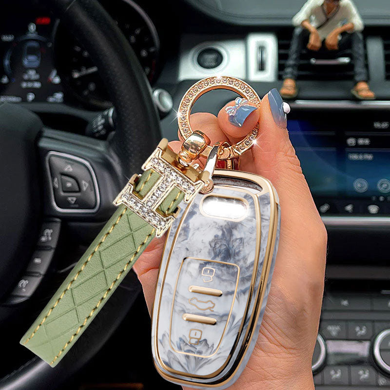 For Audi-Car Rhinestone Keychain Key Case