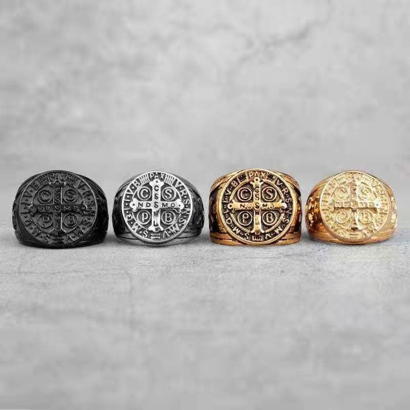 Titanium Steel Ring Cspb Cross Men's Ring