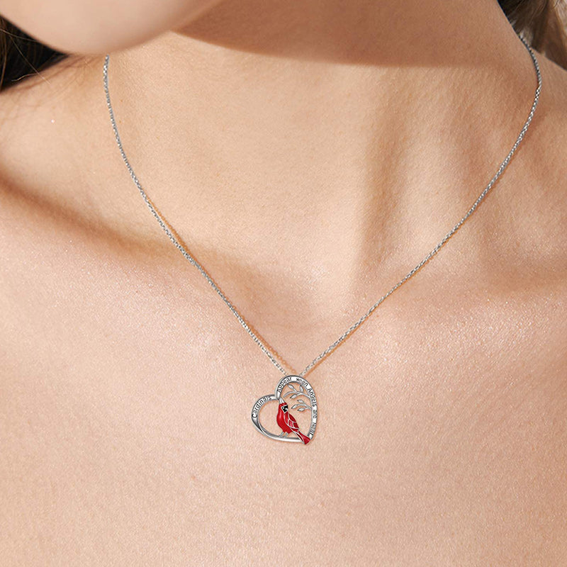 Cardinal Heart Pendant Necklace