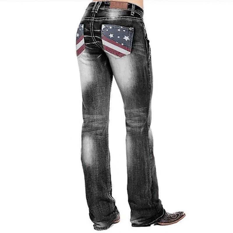 American Flag Stretch Washed Bootcut Jeans