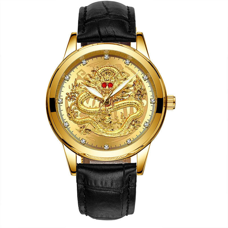 Embossed Golden Dragon Watch