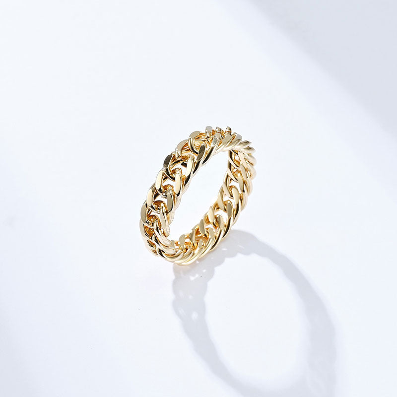 Double Woven Cuban Mirror Chain Ring Ring