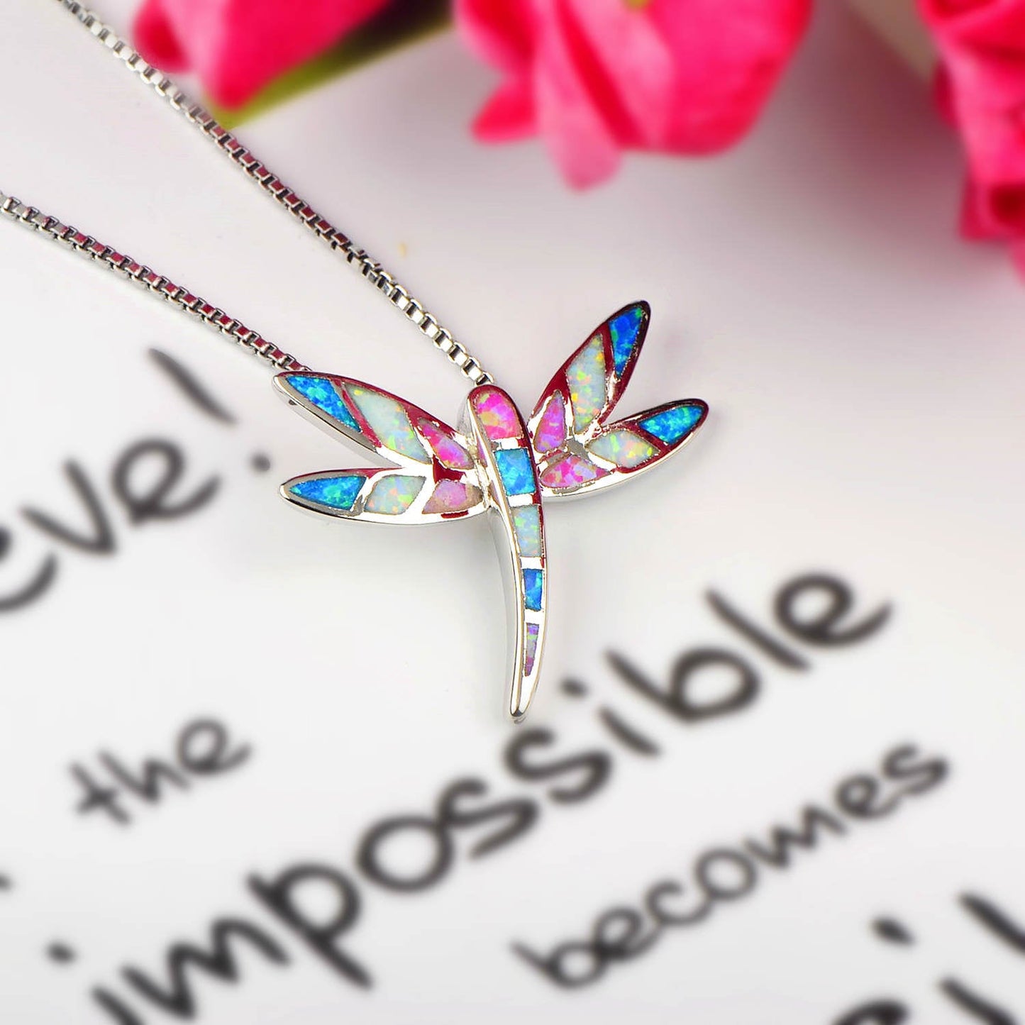 Colored Dragonfly Necklace