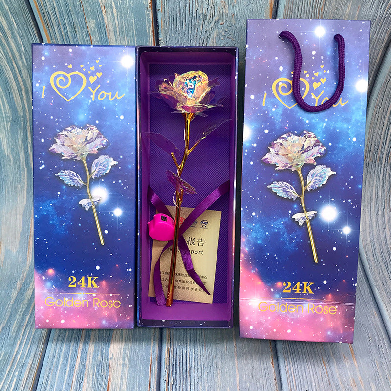 24K Colorful Galaxy Rose