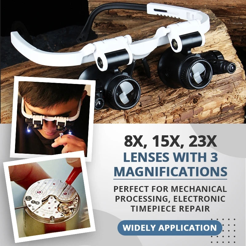 LED Glasses Magnifier 8x 15x 23x