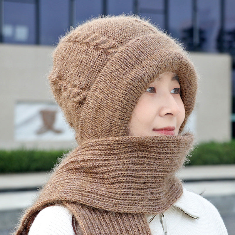 Women's Snow Cap With Hat And Scarf