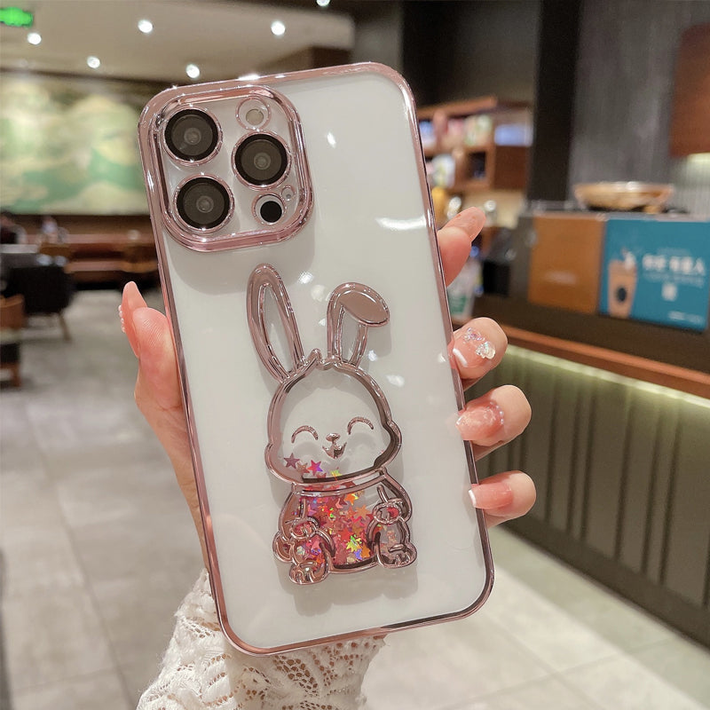 3D Cute Rabbit Quicksand Phone Case