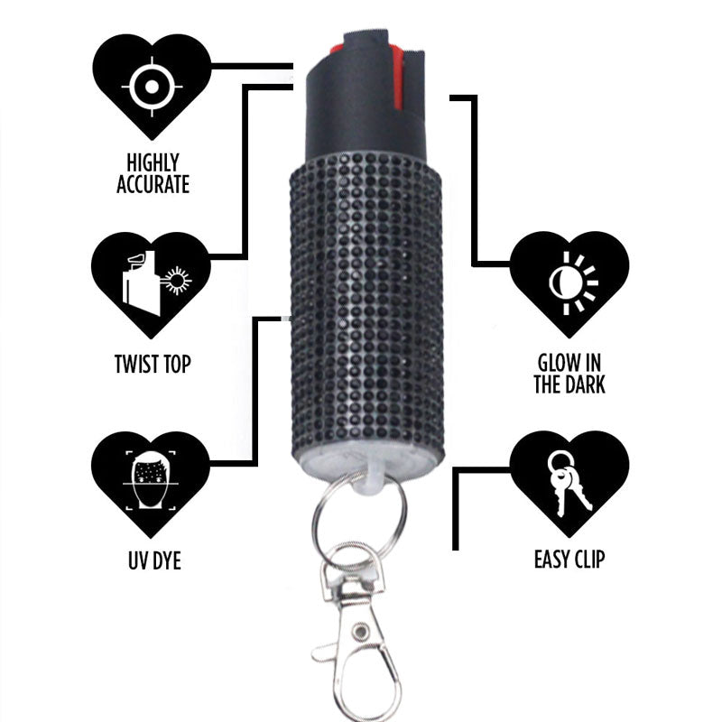 Self Defense Spray Diamond Keychain