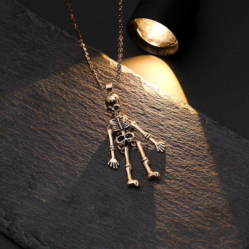 Skeleton Ghost Holding Couple Necklace