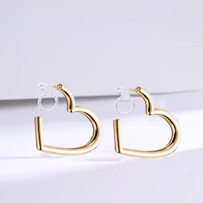 Heart Clip Hoop Earrings