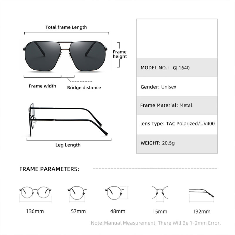 Polarized Metal Double Bar Sunglasses