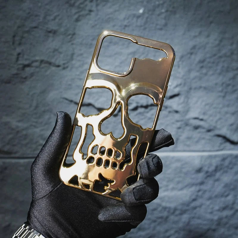 Gold Plated Skull Phone Case