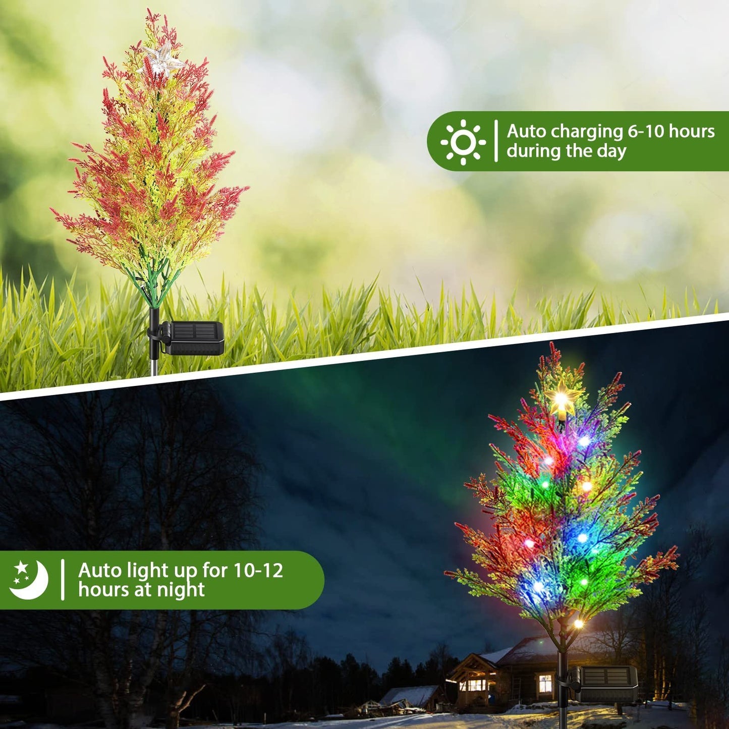 🎄Solar Christmas LED Colored Pine and Cypress Tree Light🌟