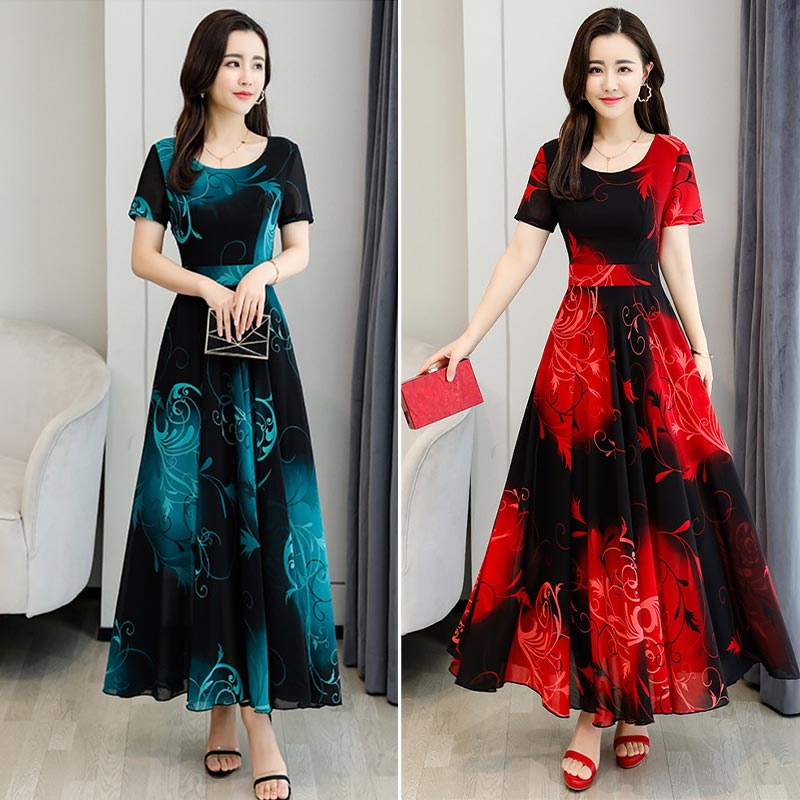 Women‘s Ice Silk Print Dress