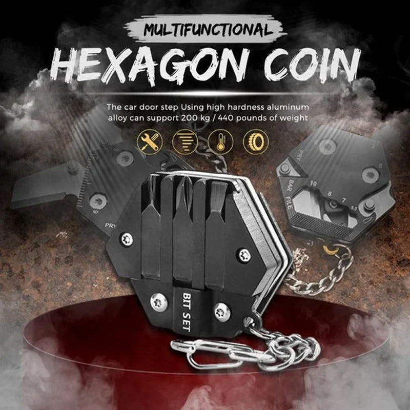 Multifunctional Hexagon Coin Outdoor Tool