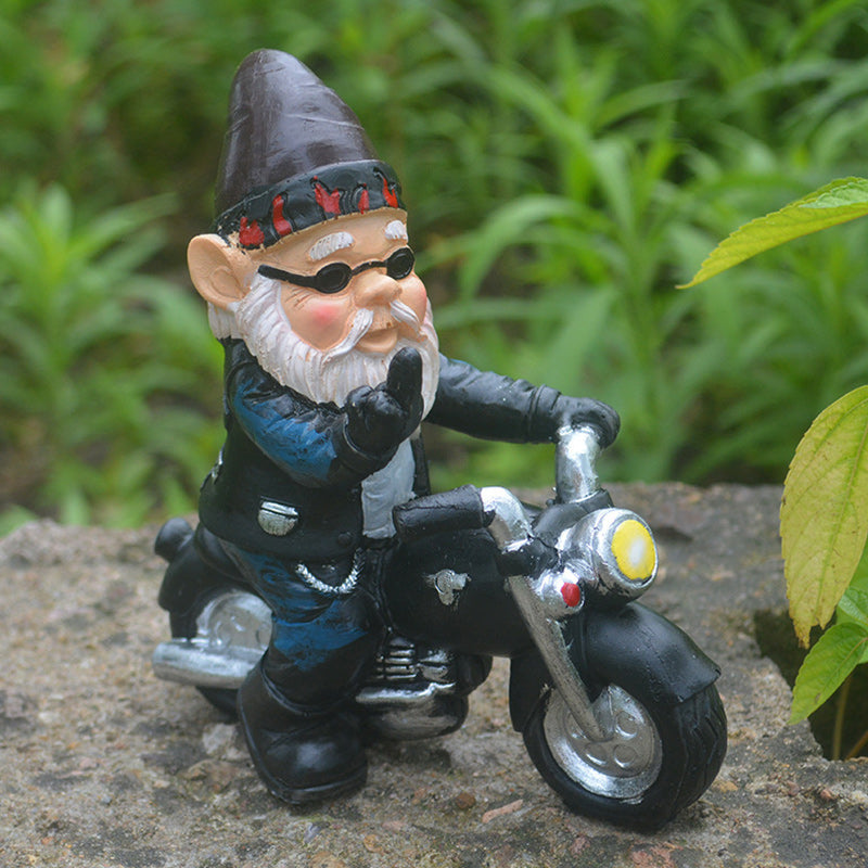 Gnome Dwarf Motorcycle Statue