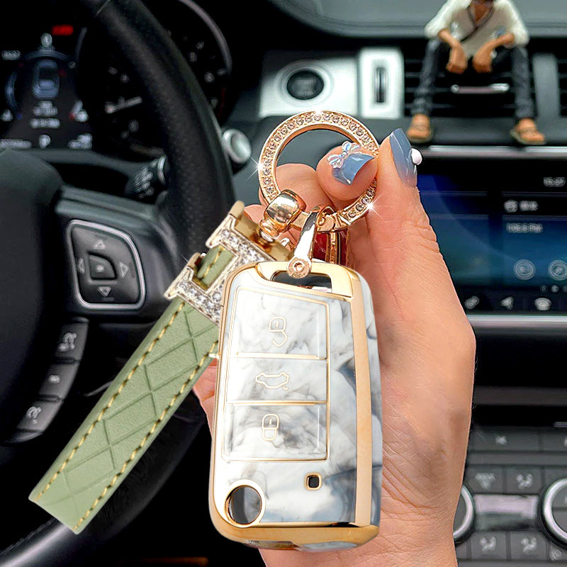 For Volkswagen-Car Rhinestone Keychain Key Case