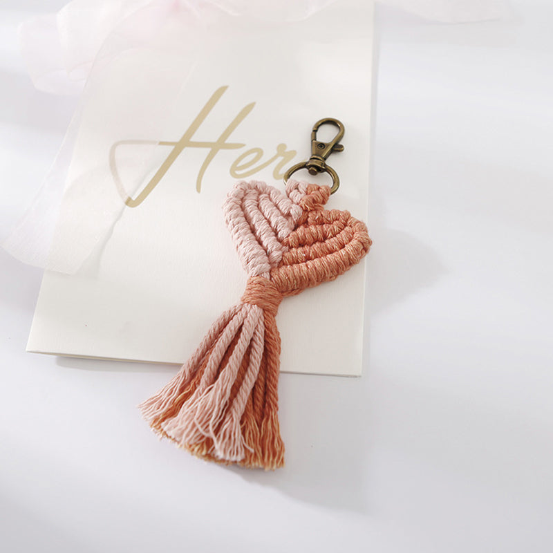 Valentine's Day Tassel Keychain Peach Heart Heart