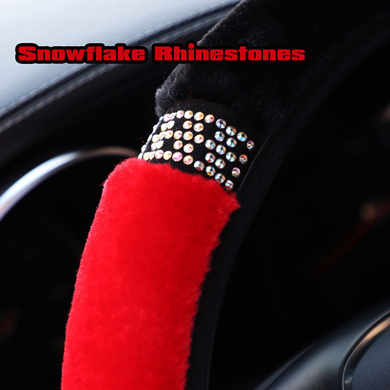 Shiny Rhinestone Fluffy Steering Wheel Cover