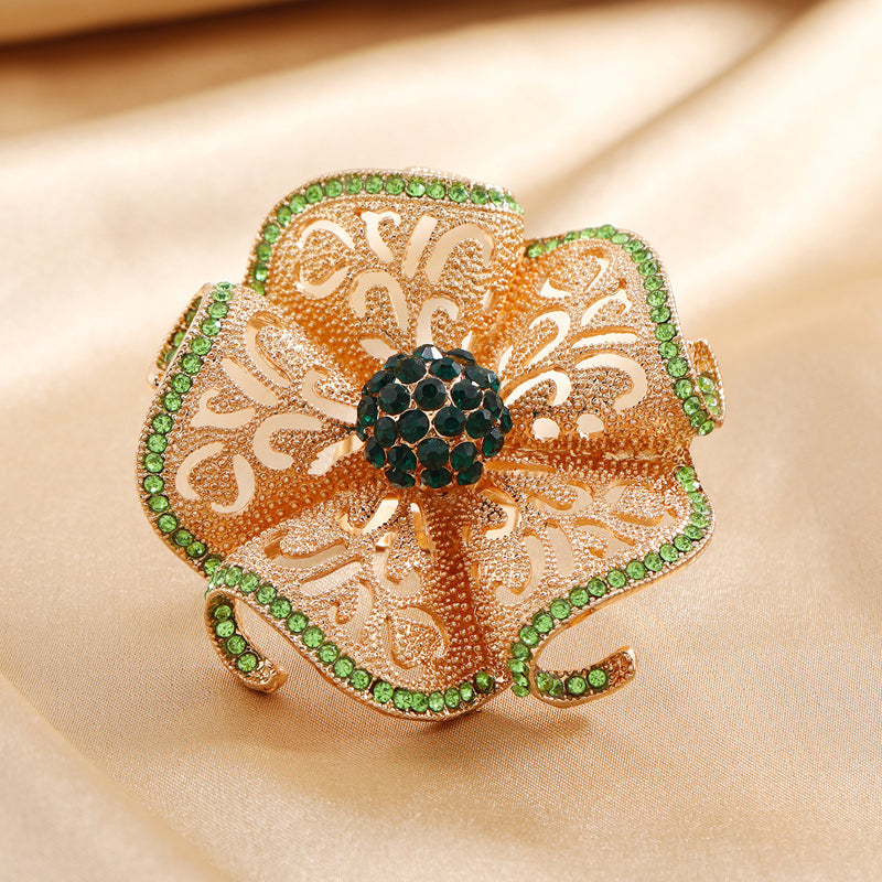 Vintage Hollow Diamond Flower Ring