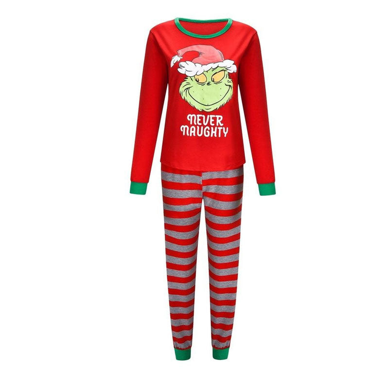 Family Matching Elf Print Merry Christmas Striped Pajamas Sets