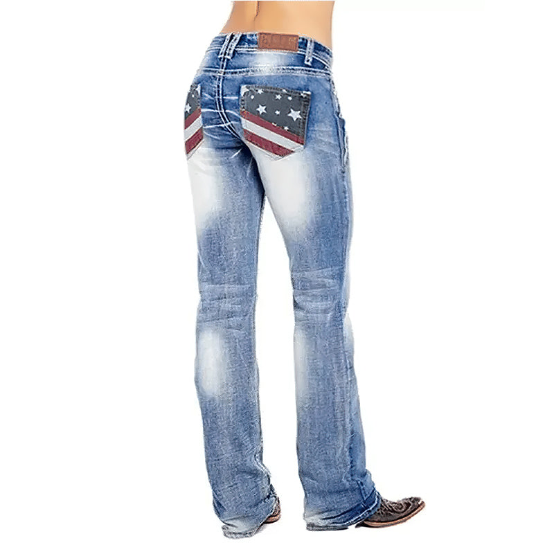 American Flag Stretch Washed Bootcut Jeans