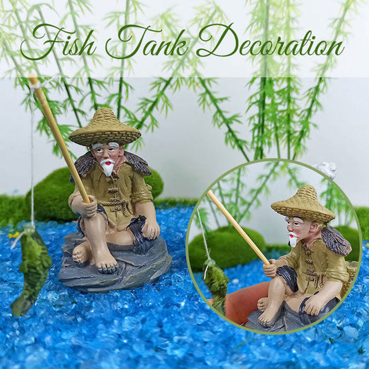 Fisherman Figure Statue Fish Tank Decoration