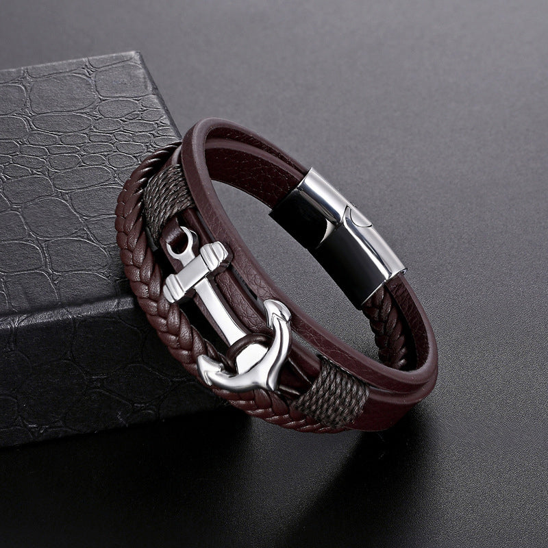 Anchor Chain Men's Layered Bracelet