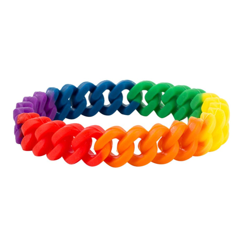 Rainbow Chain Link Silicone Pride Bracelets