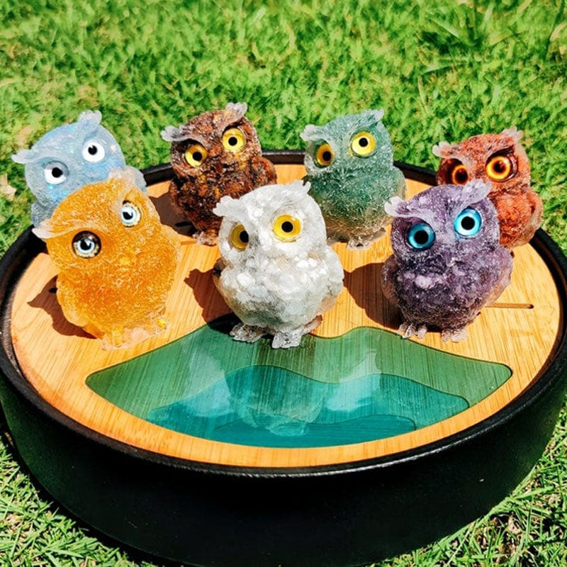 Natural Crystal Gemstone Owl