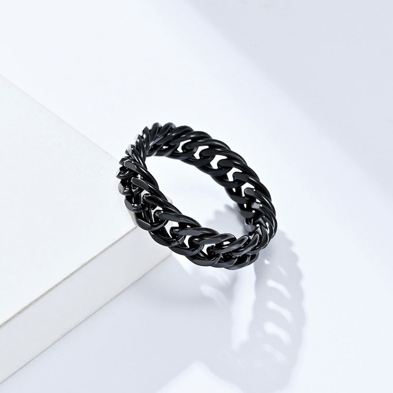 Double Woven Cuban Mirror Chain Ring Ring