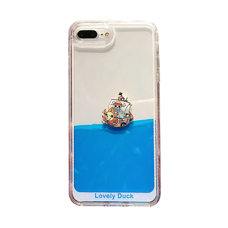 Blue Liquid Floating  Pirate Ship Soft Silicone  Case