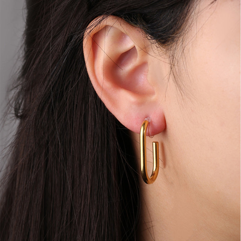 Oval Clip Hoop Earrings