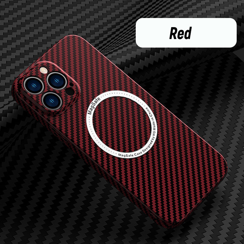 Contrasting Color Magnetic Carbon Phone Case