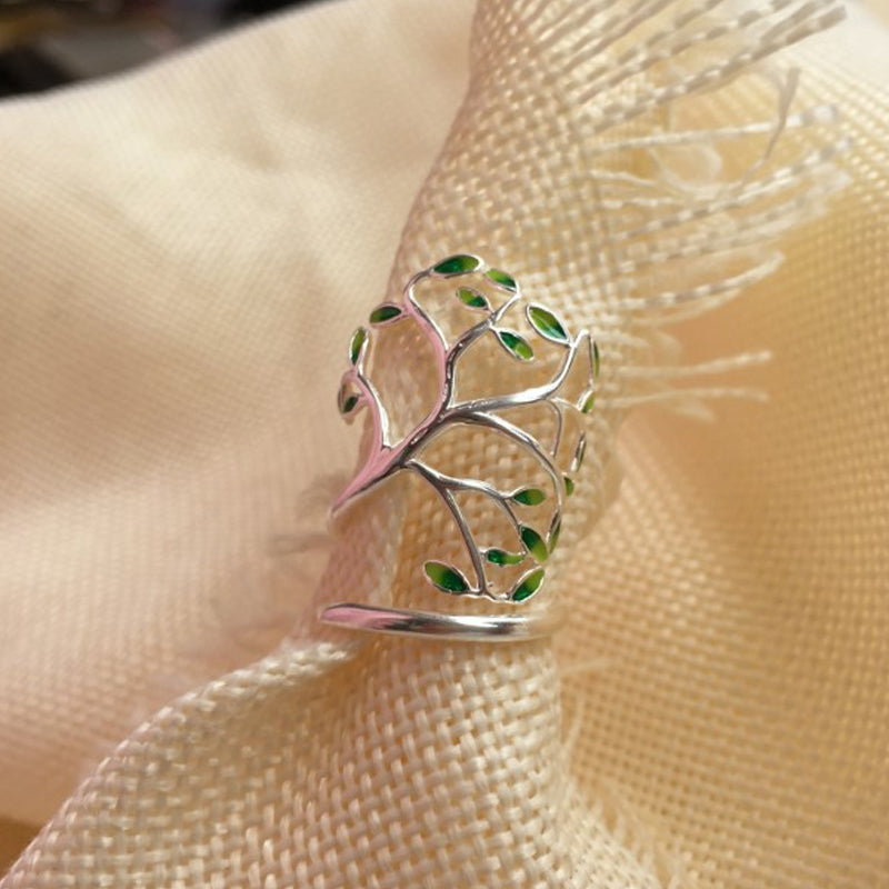 Green Leaf Branch Ring