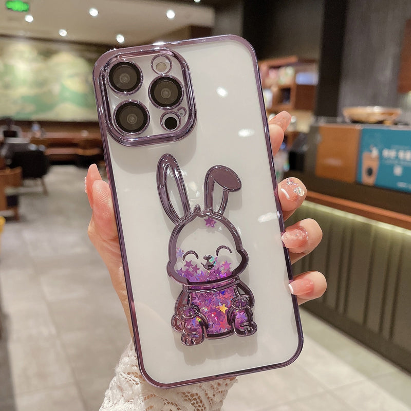 3D Cute Rabbit Quicksand Phone Case